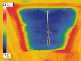 Thermal image of an uninsulated loft hatch